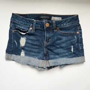 Aeropostale Women's Blue Denim Midi Shorts Size 0
